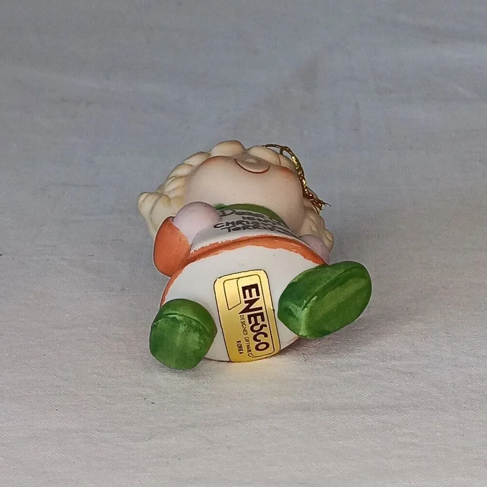 Vintage 1980s Enesco Dear God Christmas Ornaments Boy